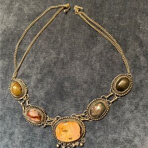 Silver and Brown Stone Necklace